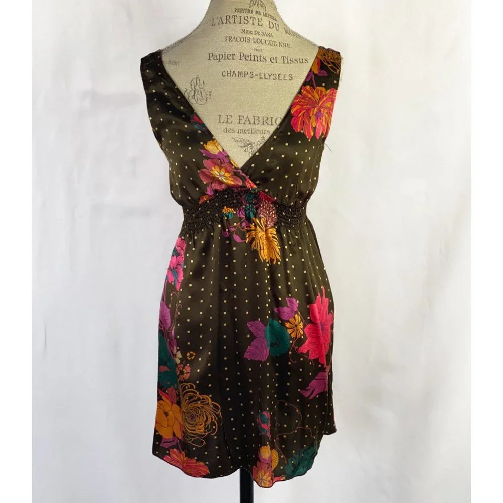 Anthropologie Flounce Brown Floral Halter Dress - Picture 2 of 11